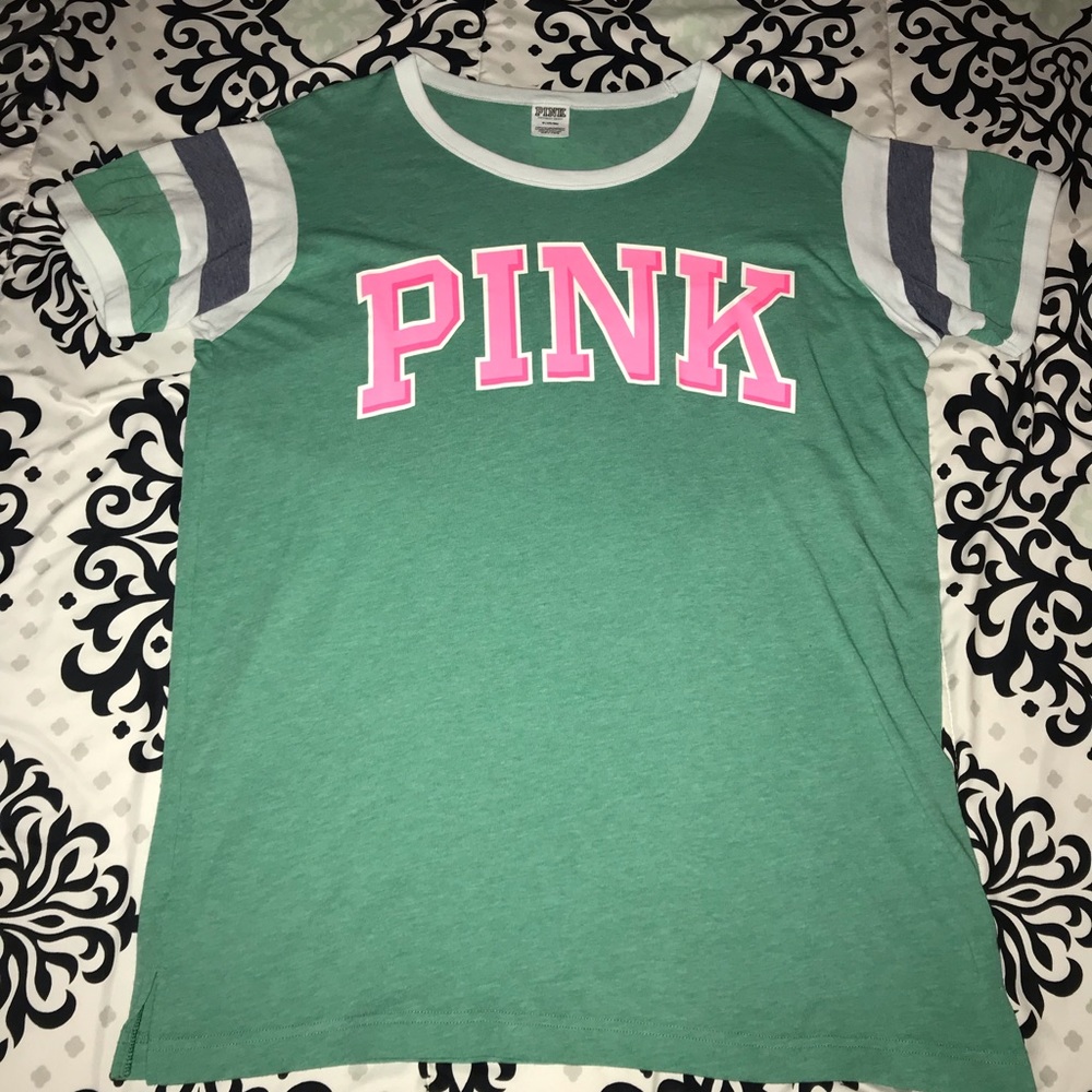 PINK Victoria’s Secret Green & Pink Shirt